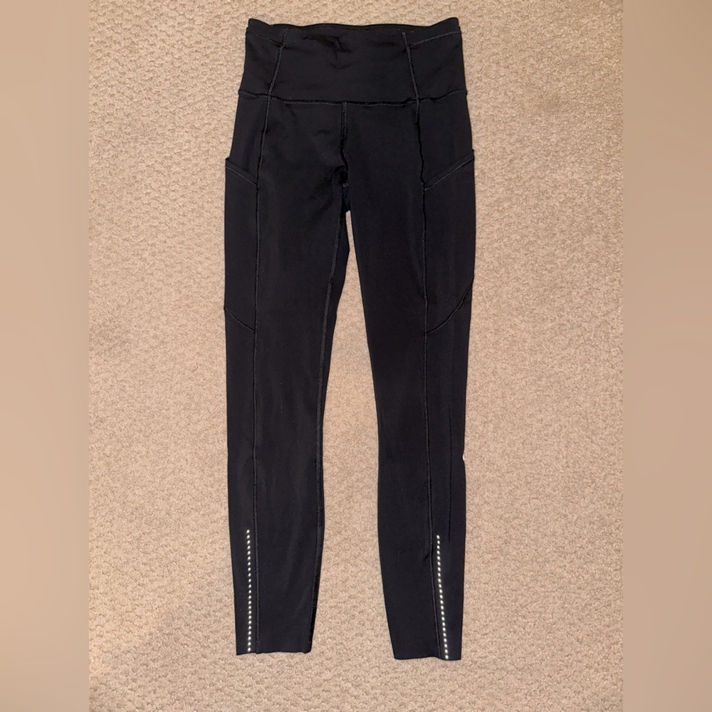Used Lululemon Nulux Material Leggings Color Black Size 4 25”Length
